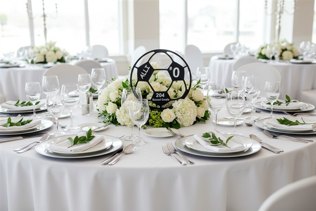 Custom 3D printed soccer ball centerpiece in team colors